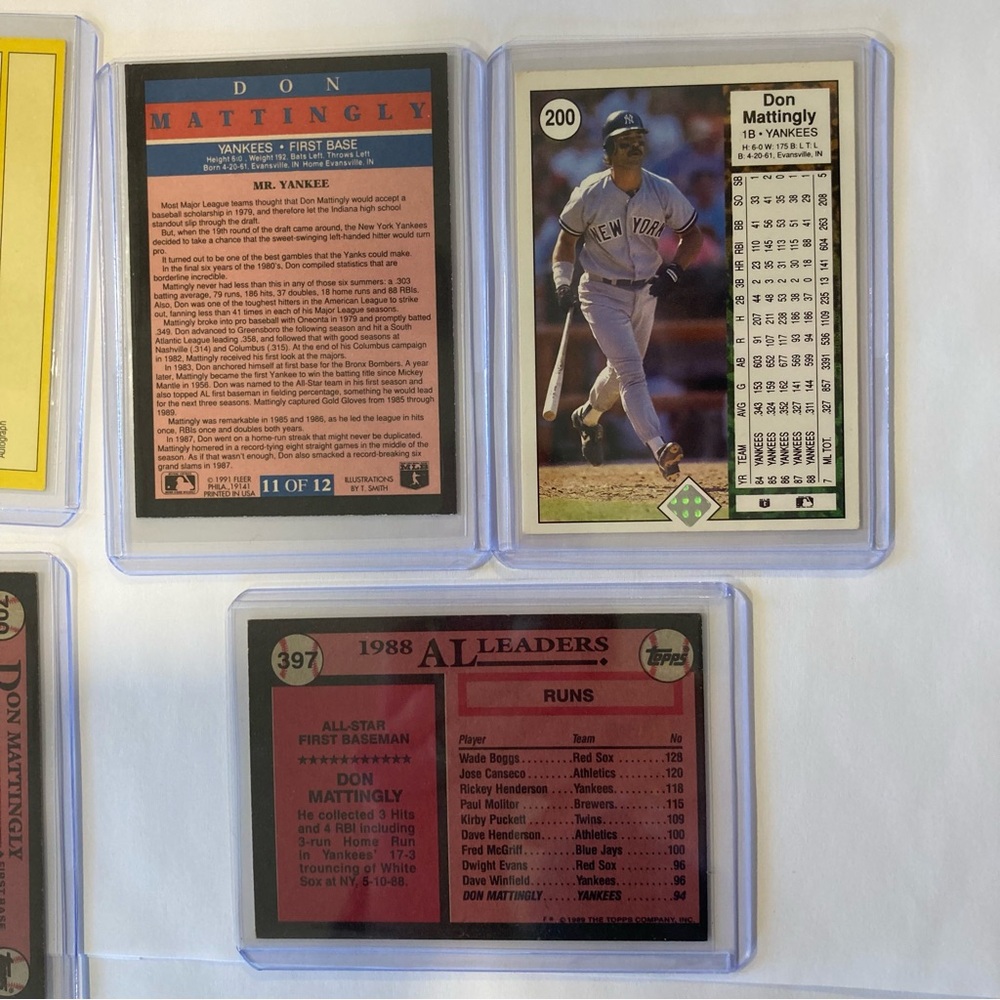 Lot of 9 Vintage 80s-90s Don Mattingly Baseball Cards Yankees - Picture 9 of 16